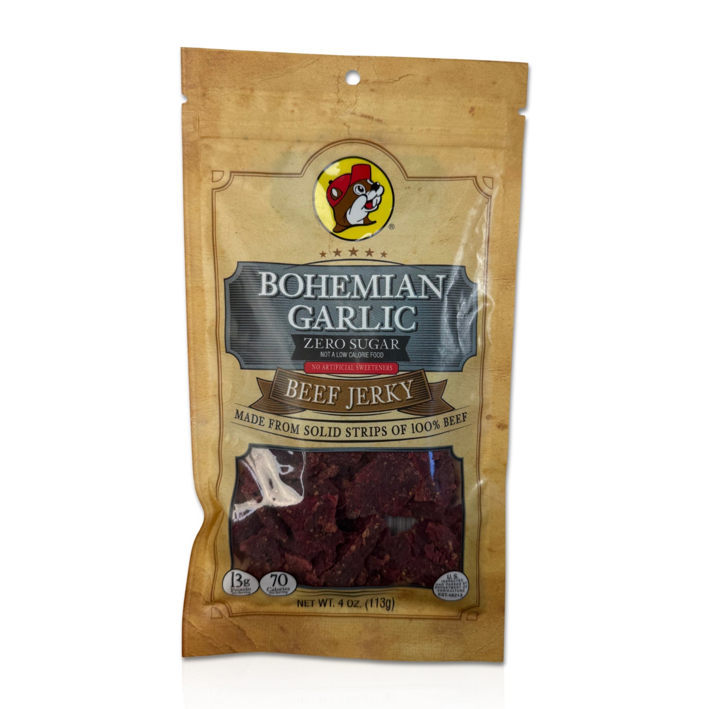 Buc-ee's (Sugar-Free) Bohemian Garlic Beef Jerky - 4 oz