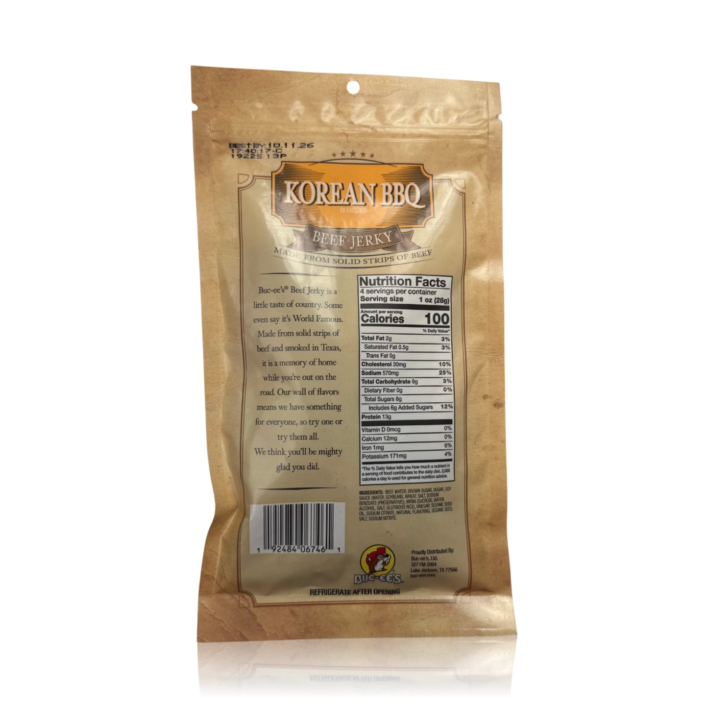 Buc-ee's Korean BBQ Beef Jerky - 4 oz
