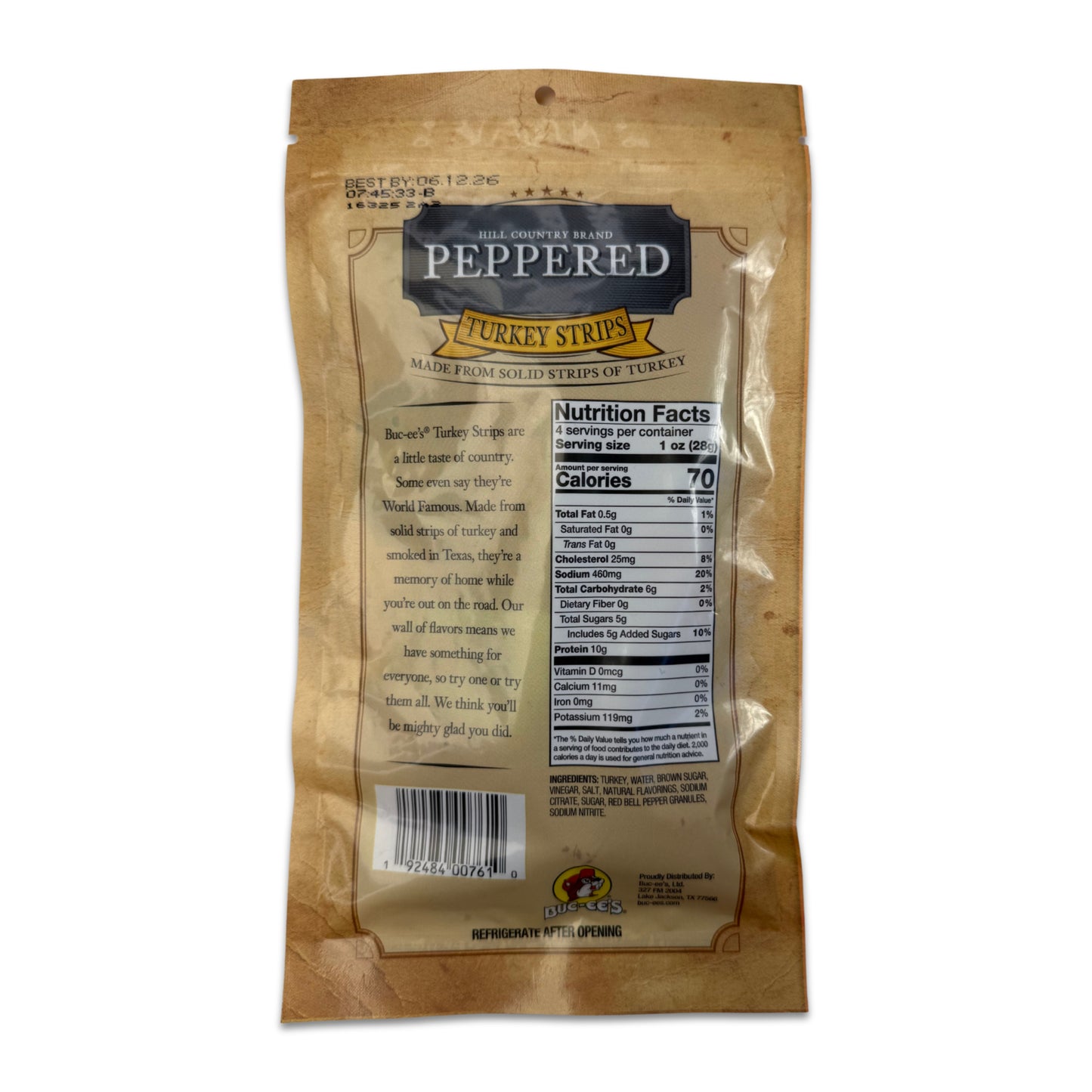 Buc-ee's Peppered Turkey Jerky - 4 oz