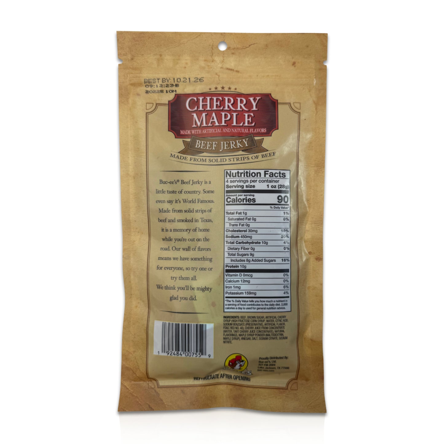 Buc-ee's Cherry Maple Beef Jerky - 4 oz