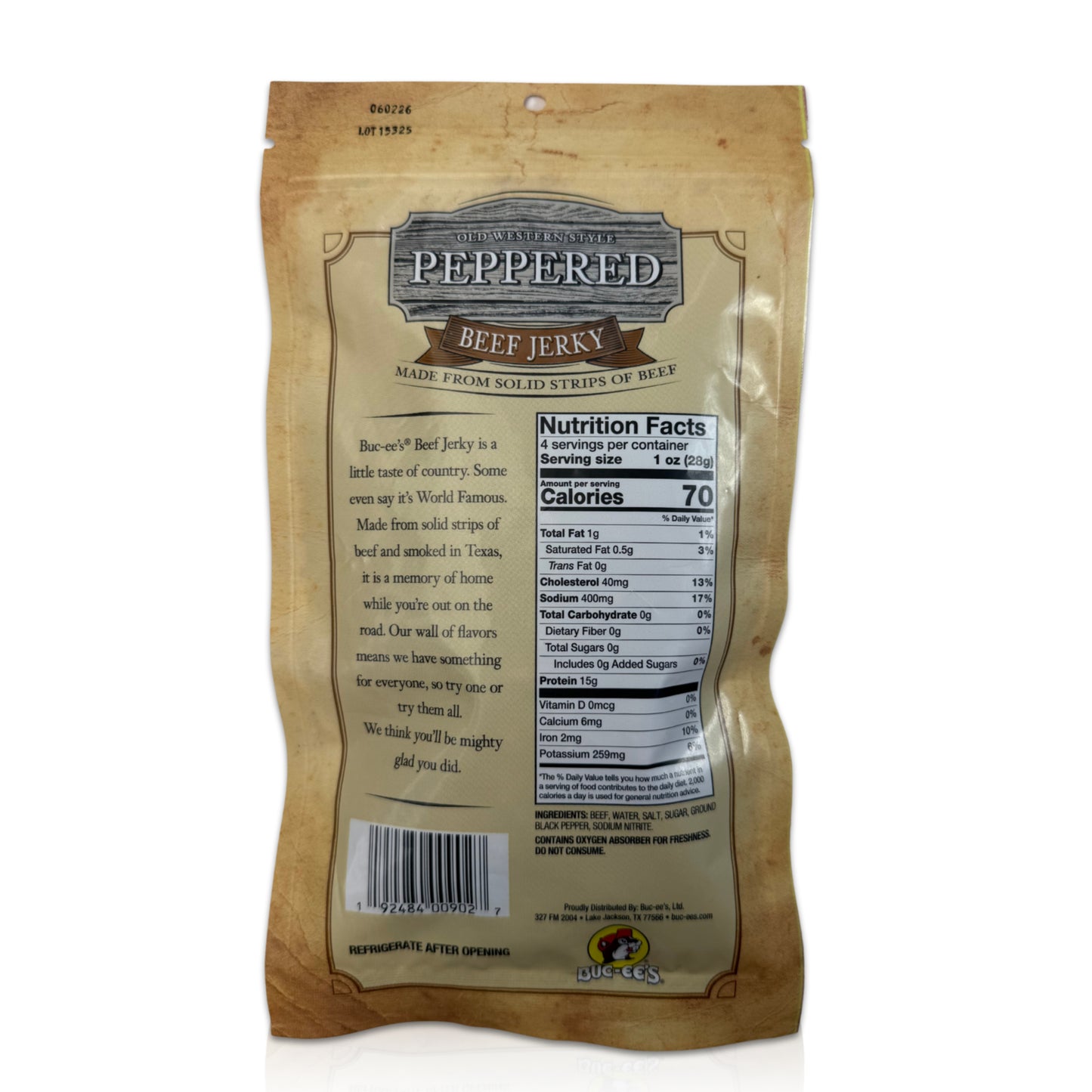 Buc-ee's Peppered Beef Jerky - Old Western 4 oz