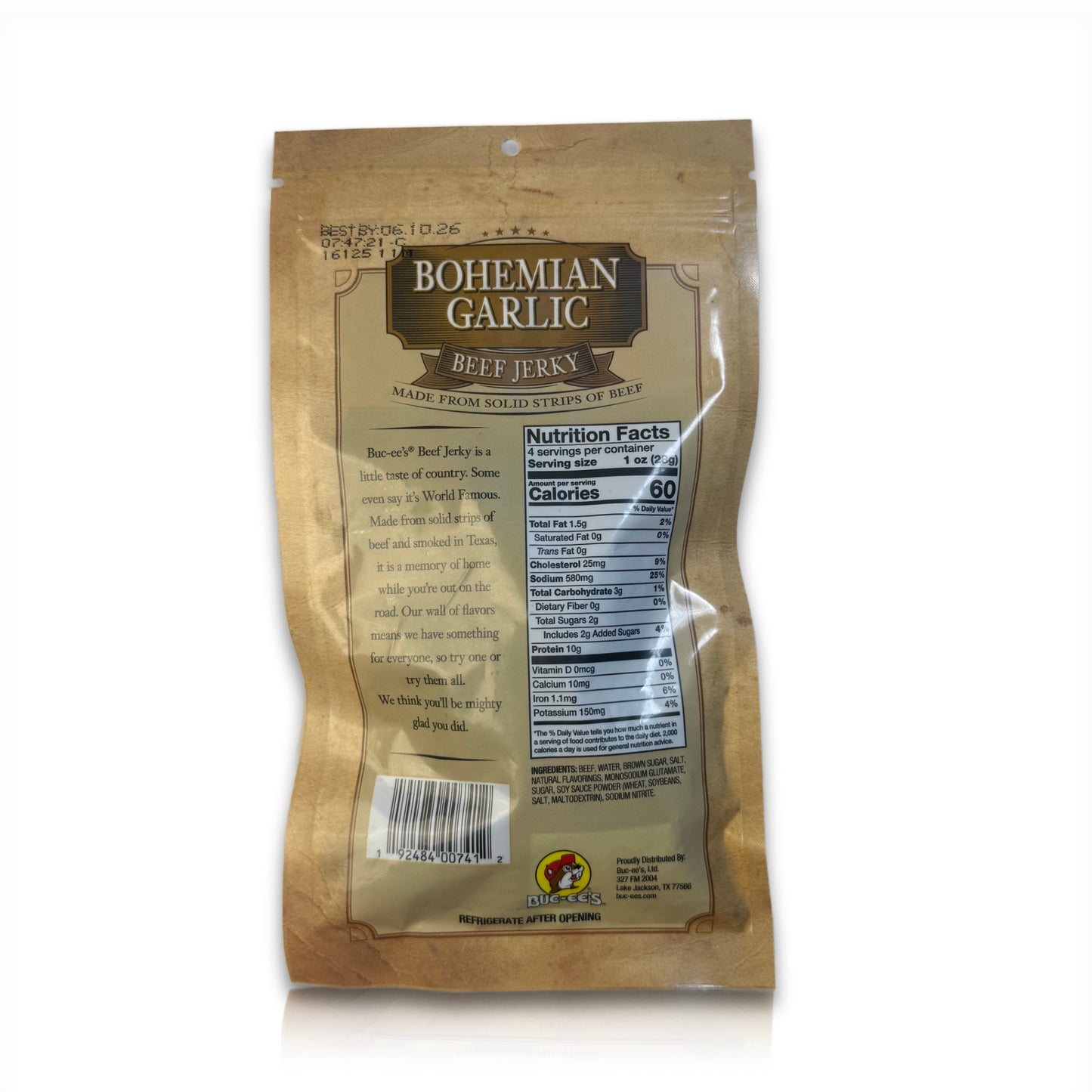 Buc-ee's Bohemian Garlic Beef Jerky - 4 oz
