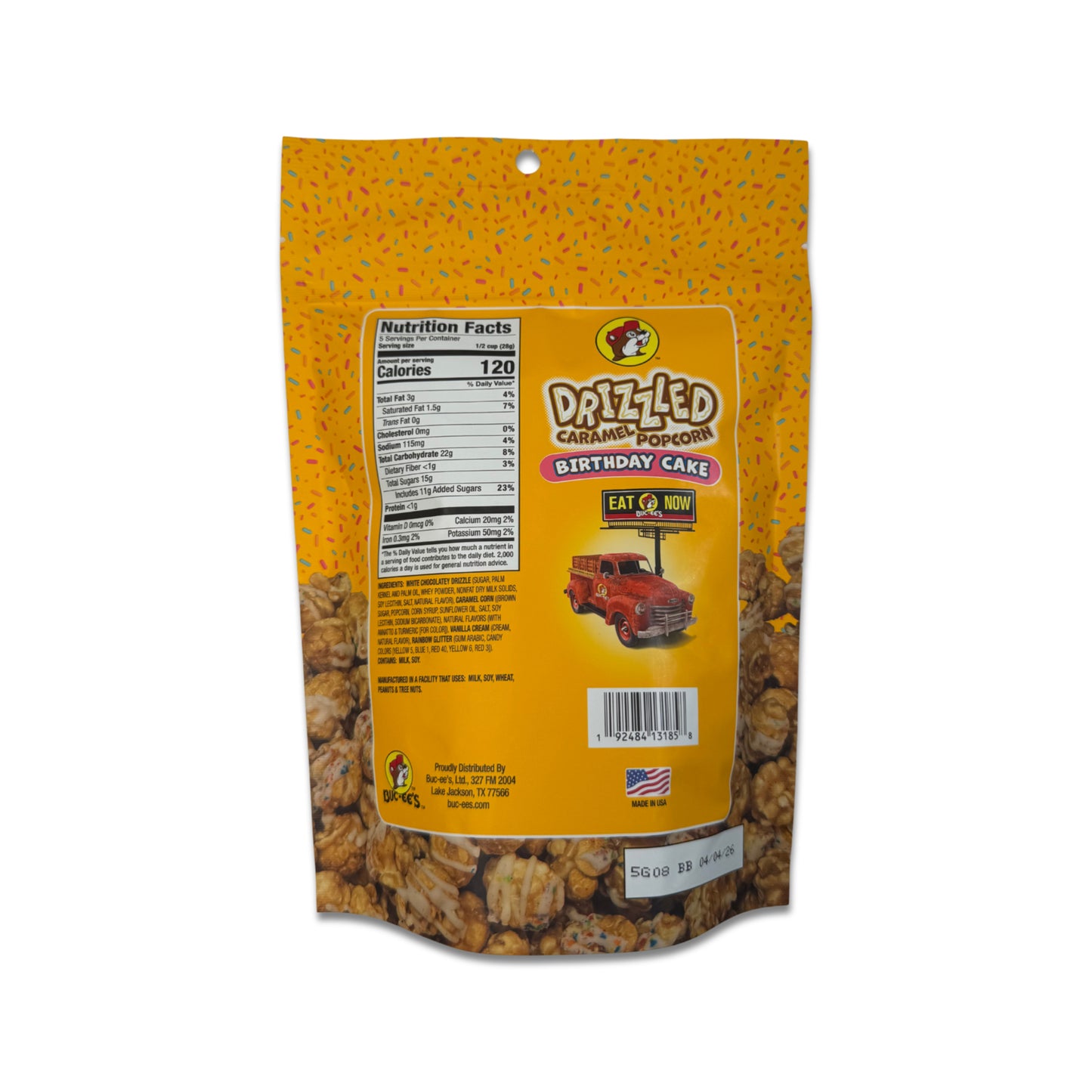 Buc-ee’s Drizzled Caramel Popcorn - 5 oz - Birthday Cake