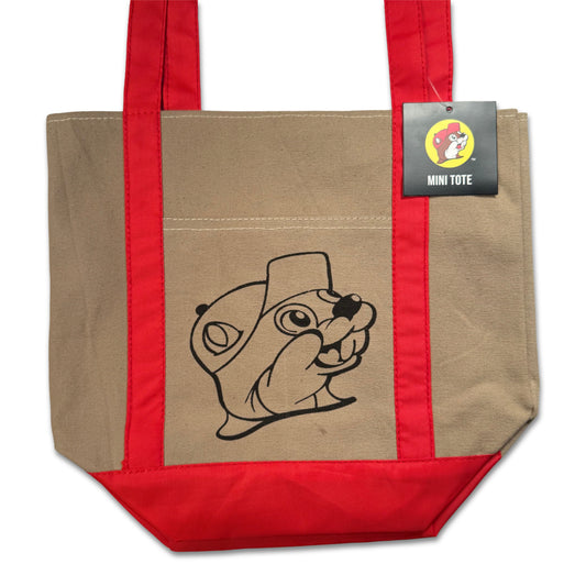 Buc-ee’s Mini Tote Canvas Natural/Red - NATURAL, RED